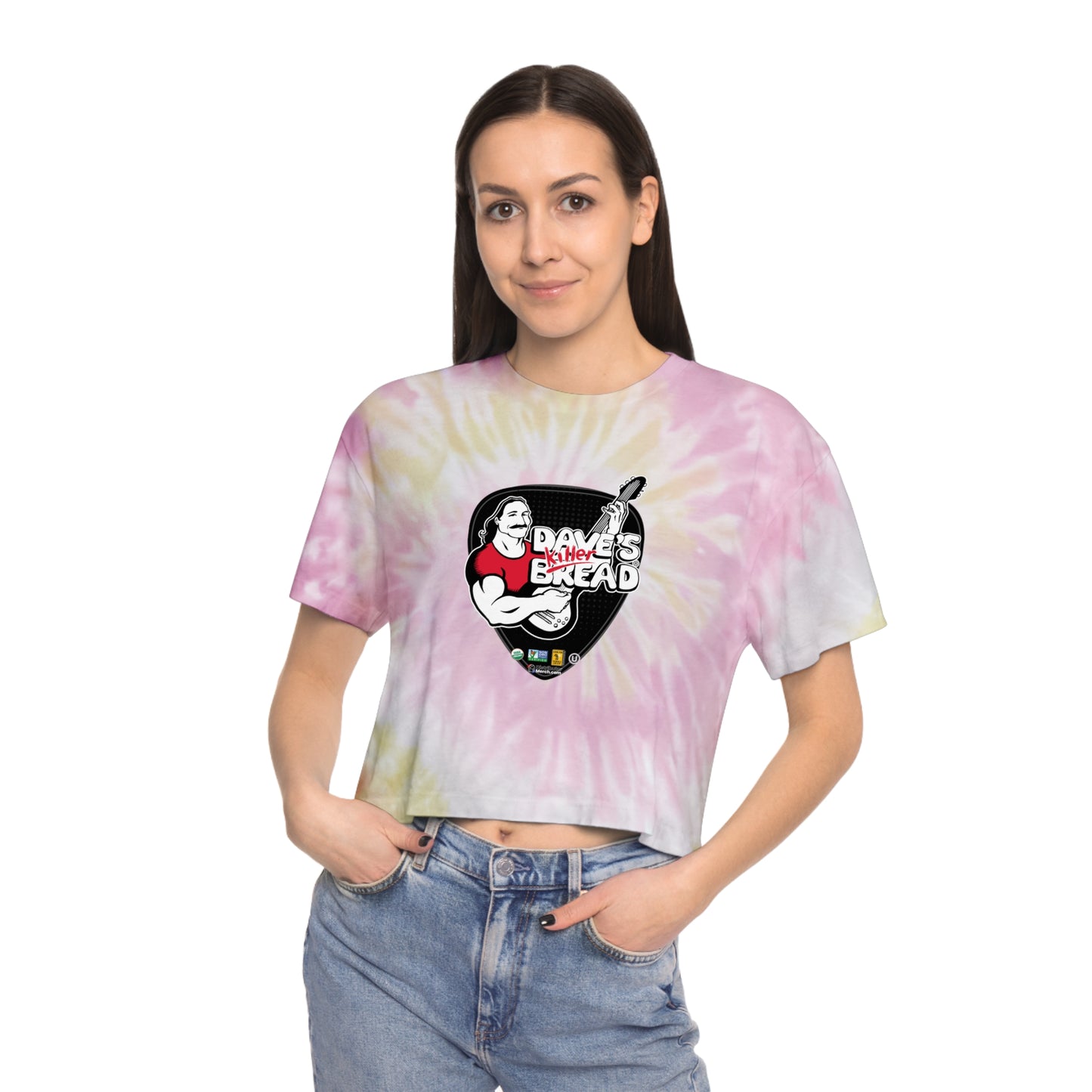 Dave's Killer Bread Women's Tie-Dye Crop Tee, Summer Fashion Top, Trendy Casual Wear, Unique Gift Idea, Boho Style Shirt, Festival Outfit