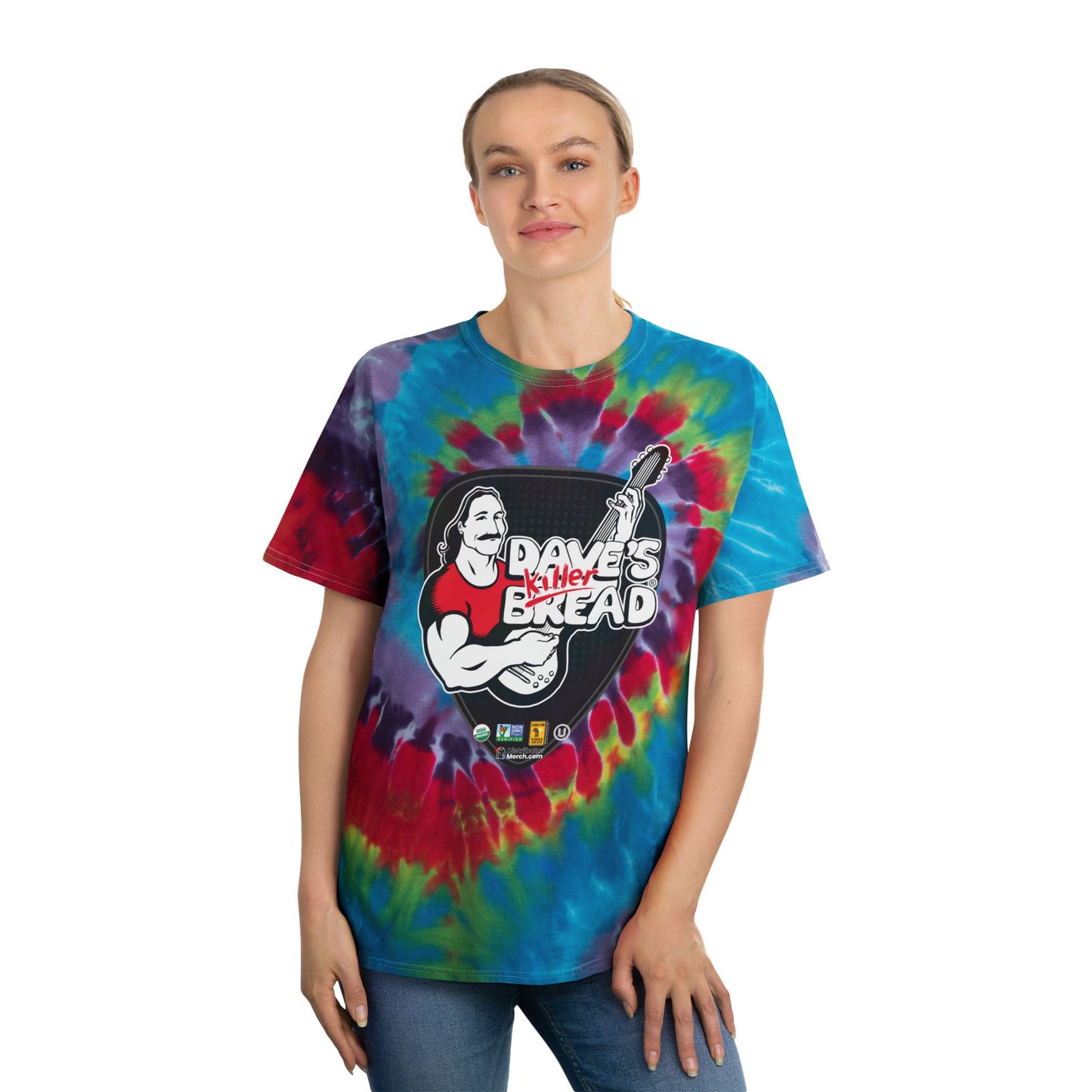 Spiral Tie-Dye Tee featuring Dave's Killer Bread Boomin' Berry Bagels design