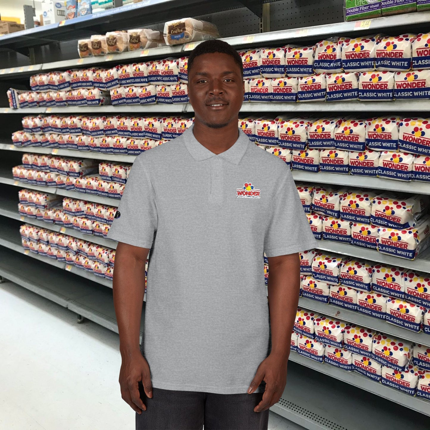Polo Shirt with Wonder bread Embroidered front and back Logos