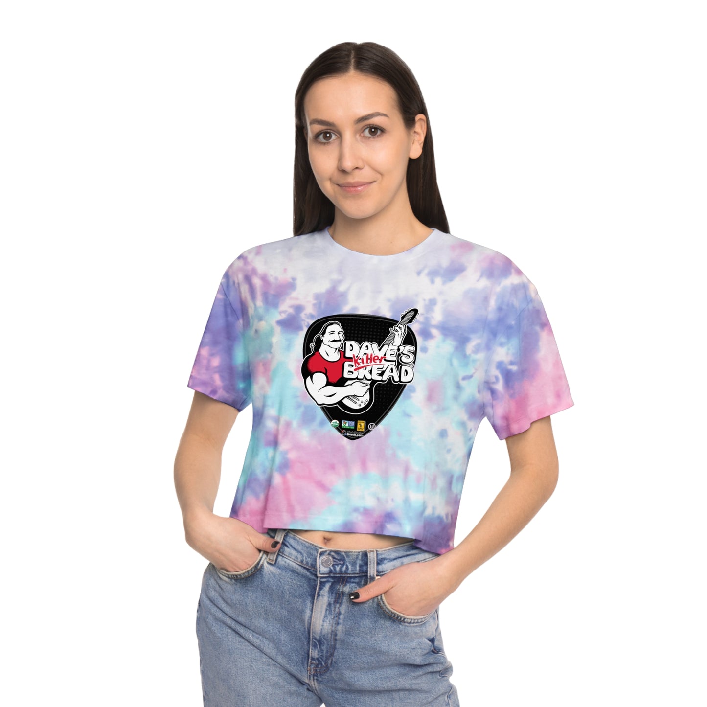 Dave's Killer Bread Women's Tie-Dye Crop Tee, Summer Fashion Top, Trendy Casual Wear, Unique Gift Idea, Boho Style Shirt, Festival Outfit