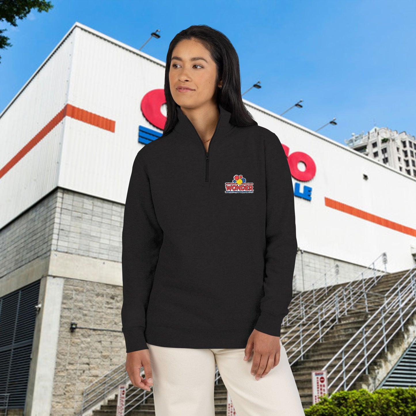 Wonderbread Embroidered Floral Wave Quarter-Zip Pullover