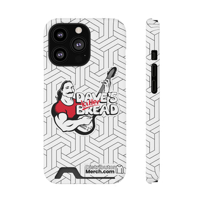 Phone Case With Card Holder, Dave's Killer Bread Logo, White.