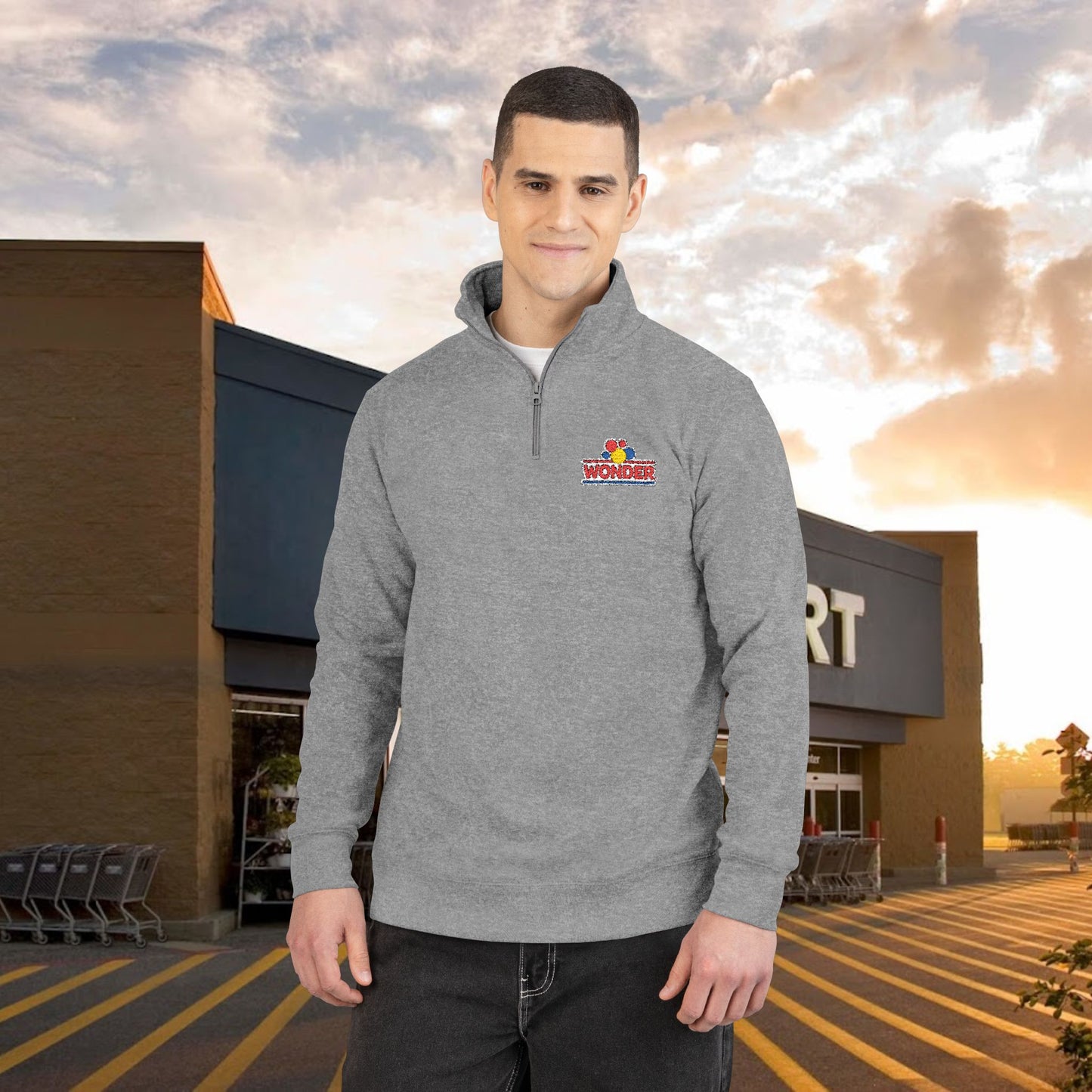 Wonderbread Embroidered Floral Wave Quarter-Zip Pullover