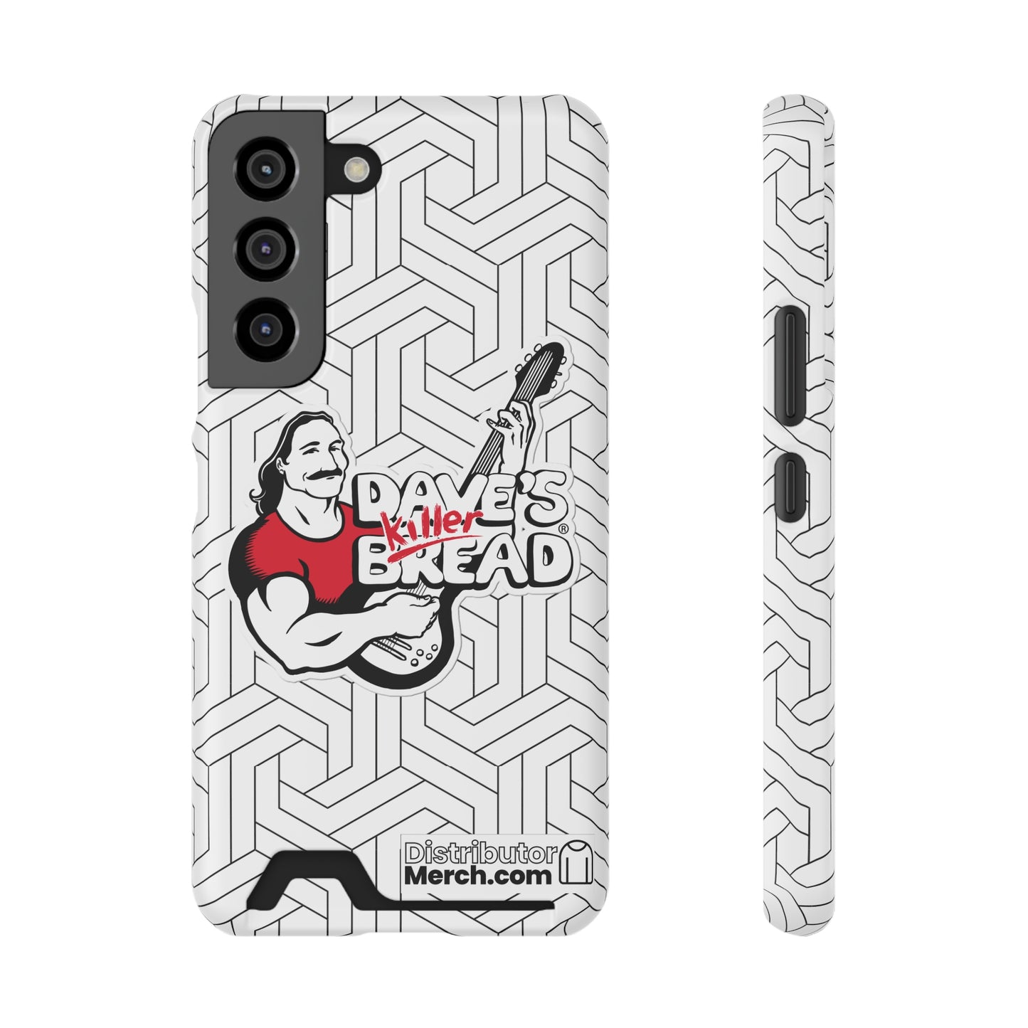 Phone Case With Card Holder, Dave's Killer Bread Logo, White.