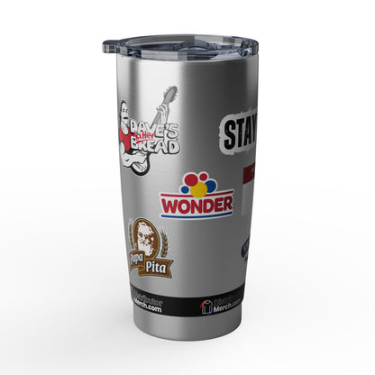 ¡MANTENTE CALIENTE! Vaso Vagabond de 20 oz, DKB, Wonder Bread, Nature's Own, Papa Pita, Tasty Kake, Sun Maid y logotipos de Canyon.
