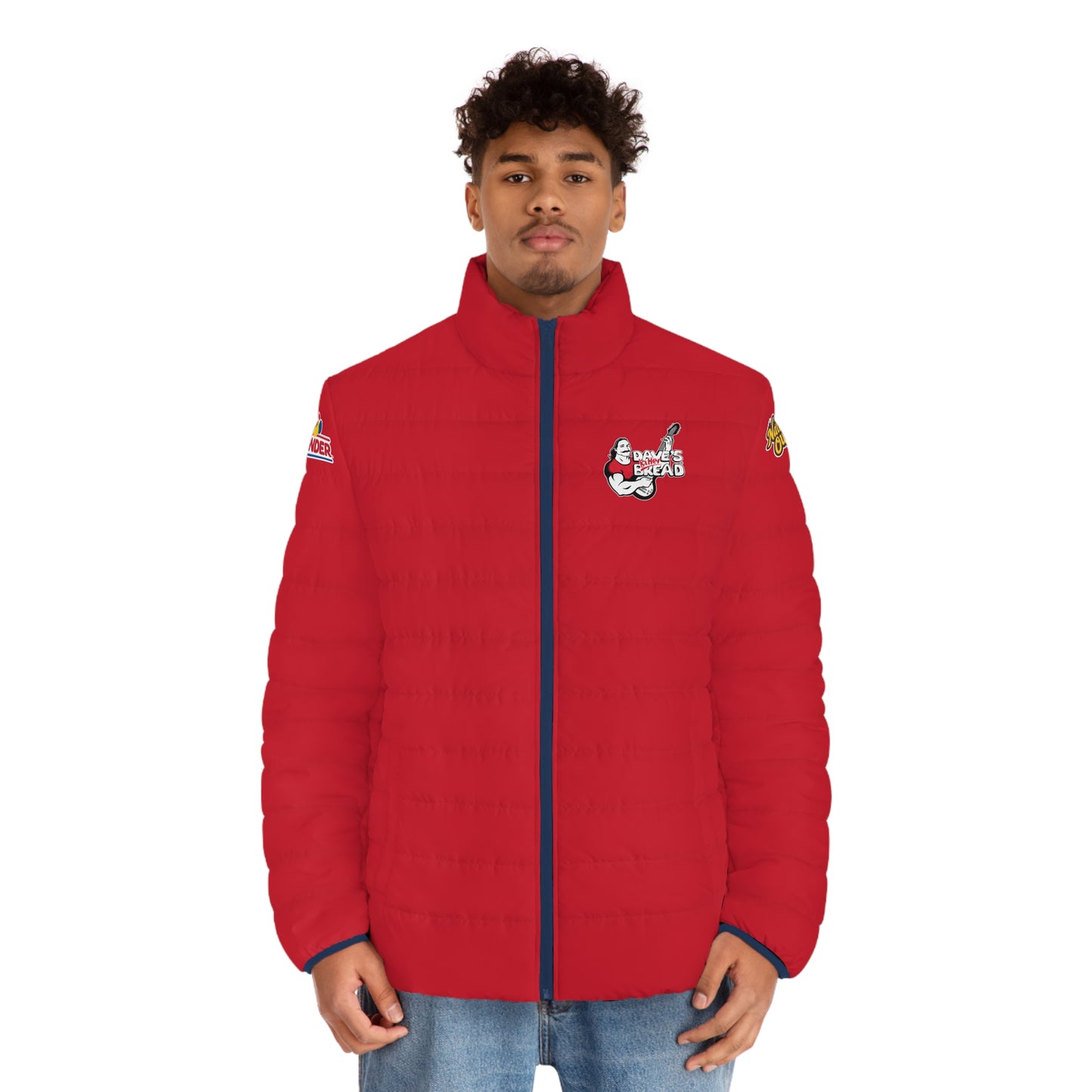 Puffer Jacket, RED, Pattern Hexagon, Dave's Killer Bread, Wonder bread, Nature's Own, Hexagon Pattern!