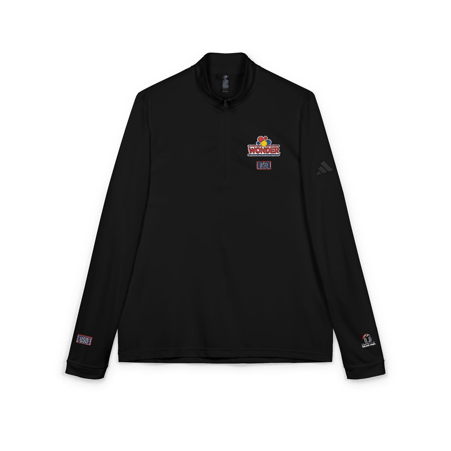 Wonderbread USO Embroidered Quarter-Zip Pullover — Classic Grey Athletic Top