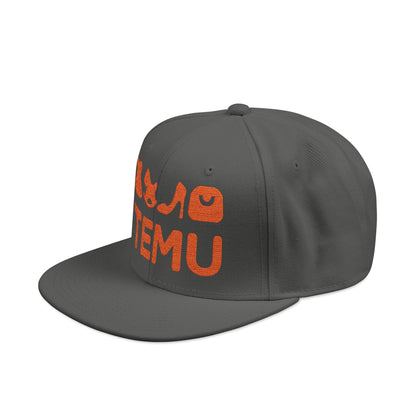 TEMU logo Delivery Embroidered Orange Script Snapback Hat