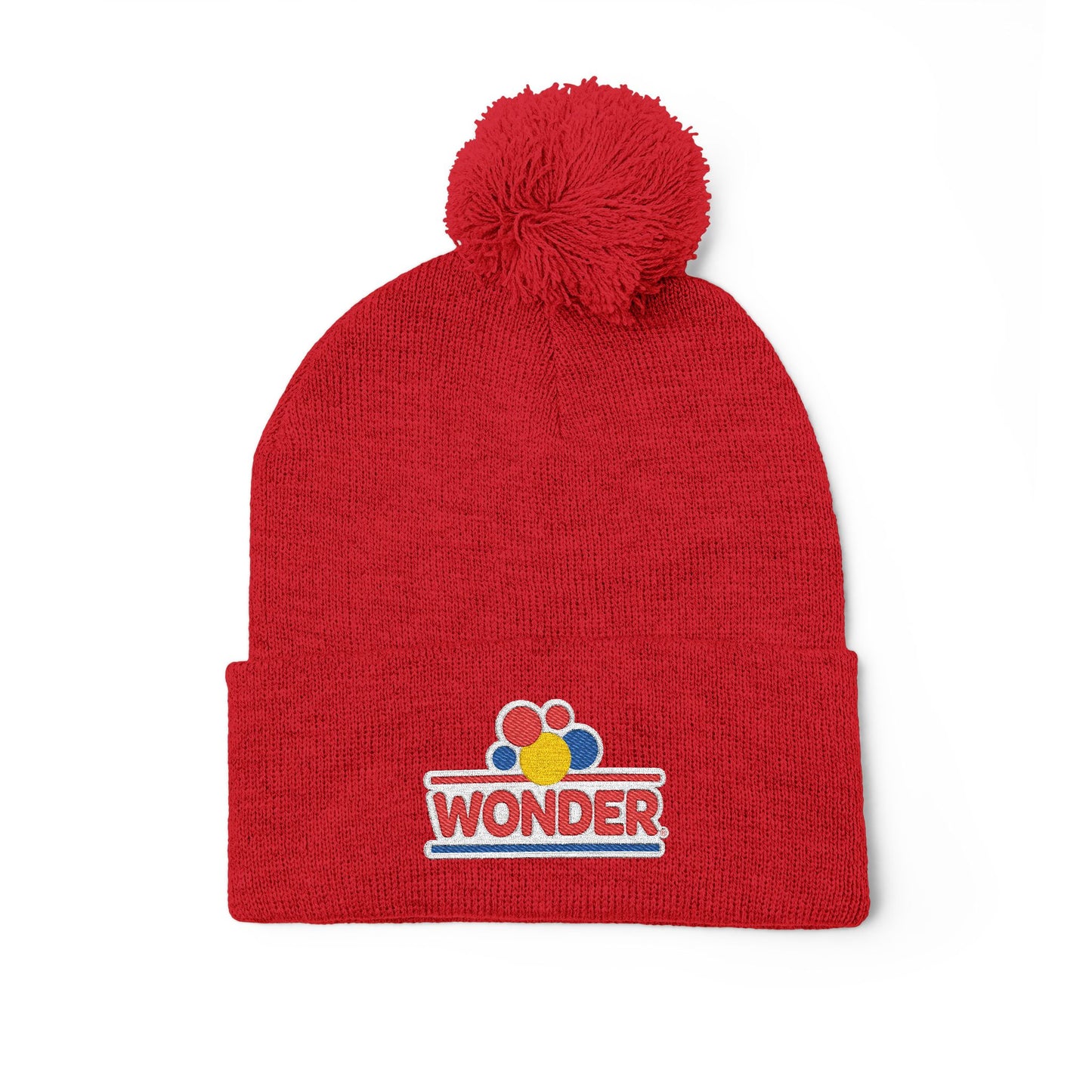 Wonderbread Embroidered Pom-Pom Knit Cap