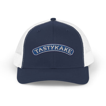 Tastykake Embroidered on Trucker Cap, blue and white.