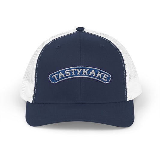 Tastykake Embroidered on Trucker Cap, blue and white.
