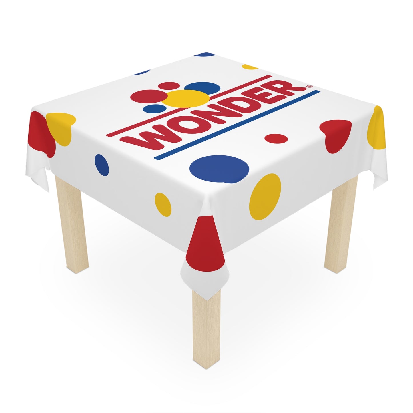 Table cloth with wonder bread logo