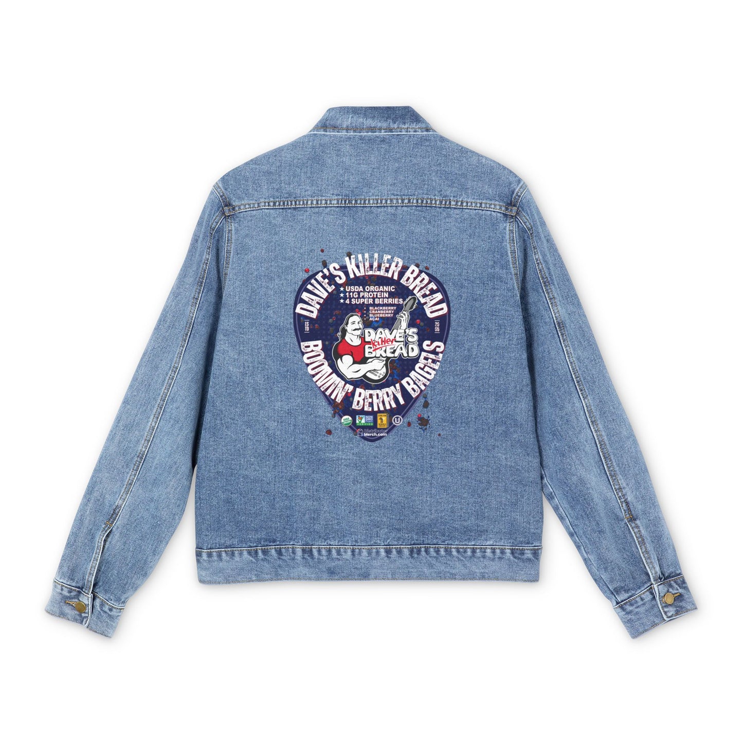 Dave's Killer Bread Retro Graphic Men's Denim Jacket - Perfect for Casual Style and Everyday Wear