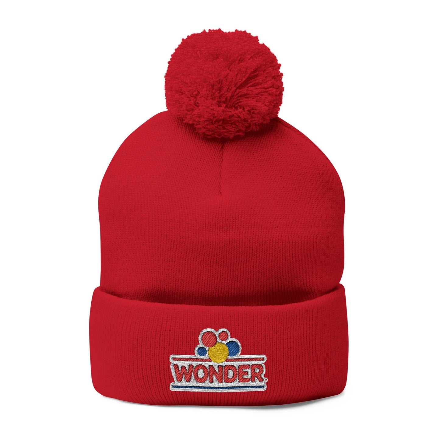 Wonderbread Embroidered Pom-Pom Knit Cap