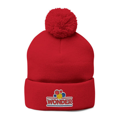 Wonderbread Embroidered Pom-Pom Knit Cap