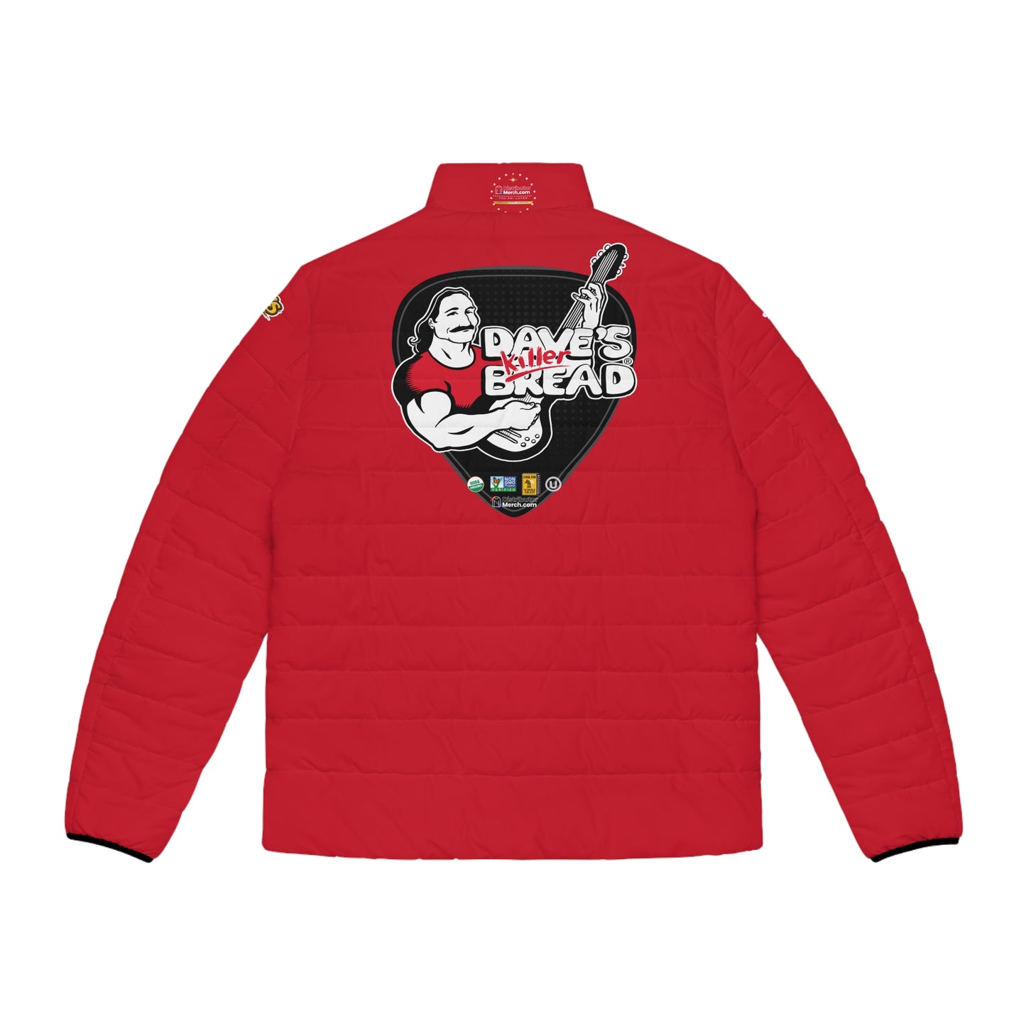 Puffer Jacket, RED, Pattern Hexagon, Dave's Killer Bread, Wonder bread, Nature's Own, Hexagon Pattern!