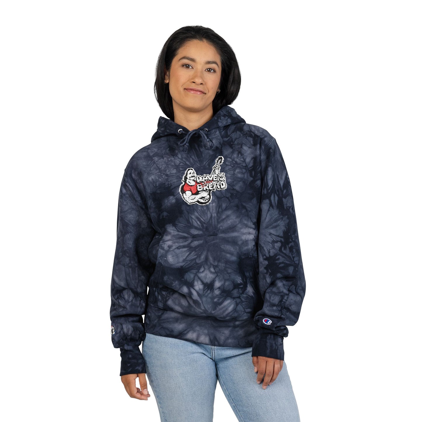Dave's Killer Bread Unisex Champion Tie-Dye Hoodie with Embroidery - Stylish Casual Wear, Unique Gift for Birthdays, Cool Streetwear, Comfortable Layering