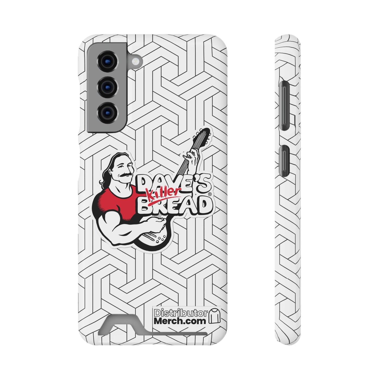 Phone Case With Card Holder, Dave's Killer Bread Logo, White.