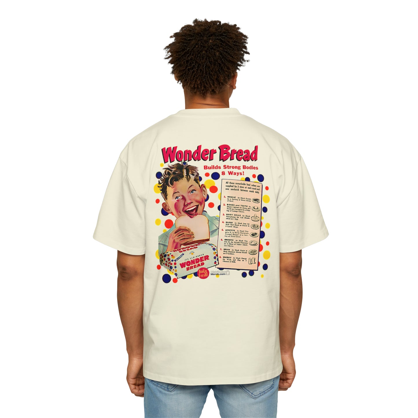 T-shit, Wonder Bread, vintage, back and front design, Men's Heavy Oversized