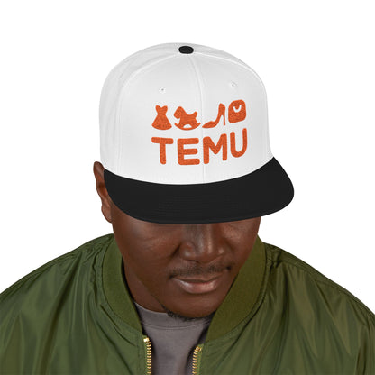 TEMU logo Delivery Embroidered Orange Script Snapback Hat