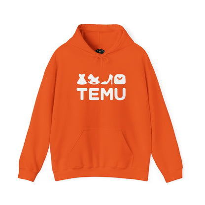 Unisex Heavy Blend™ Hoodie with TEMU logo for delivery drivers and distributors.