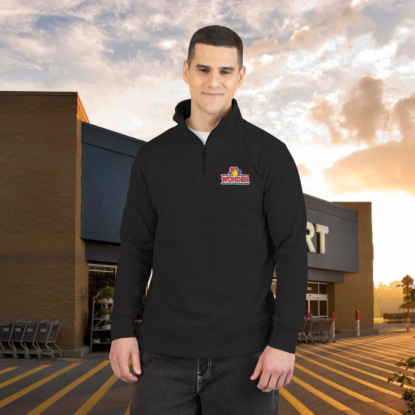 Wonderbread Embroidered Floral Wave Quarter-Zip Pullover