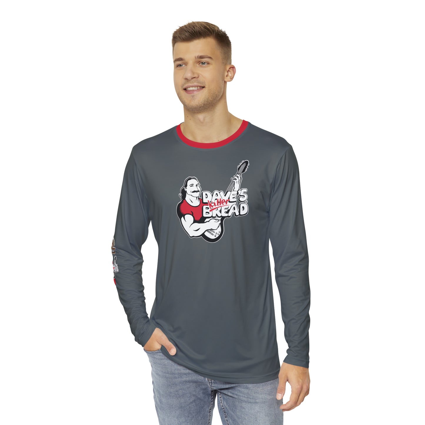 Long Sleeve, Dave's Killer Bread (Gray and Red) Side Logos, Power Packed Nutrition Back!