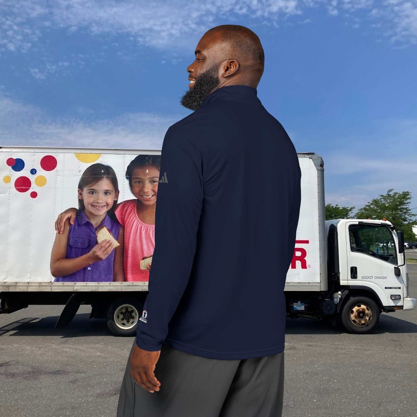 Wonderbread USO Embroidered Quarter-Zip Pullover — Classic Grey Athletic Top