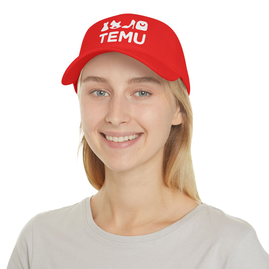 Red 'TEMU' Fashion Icons Low Profile Baseball Cap — Trendy Casual Hat