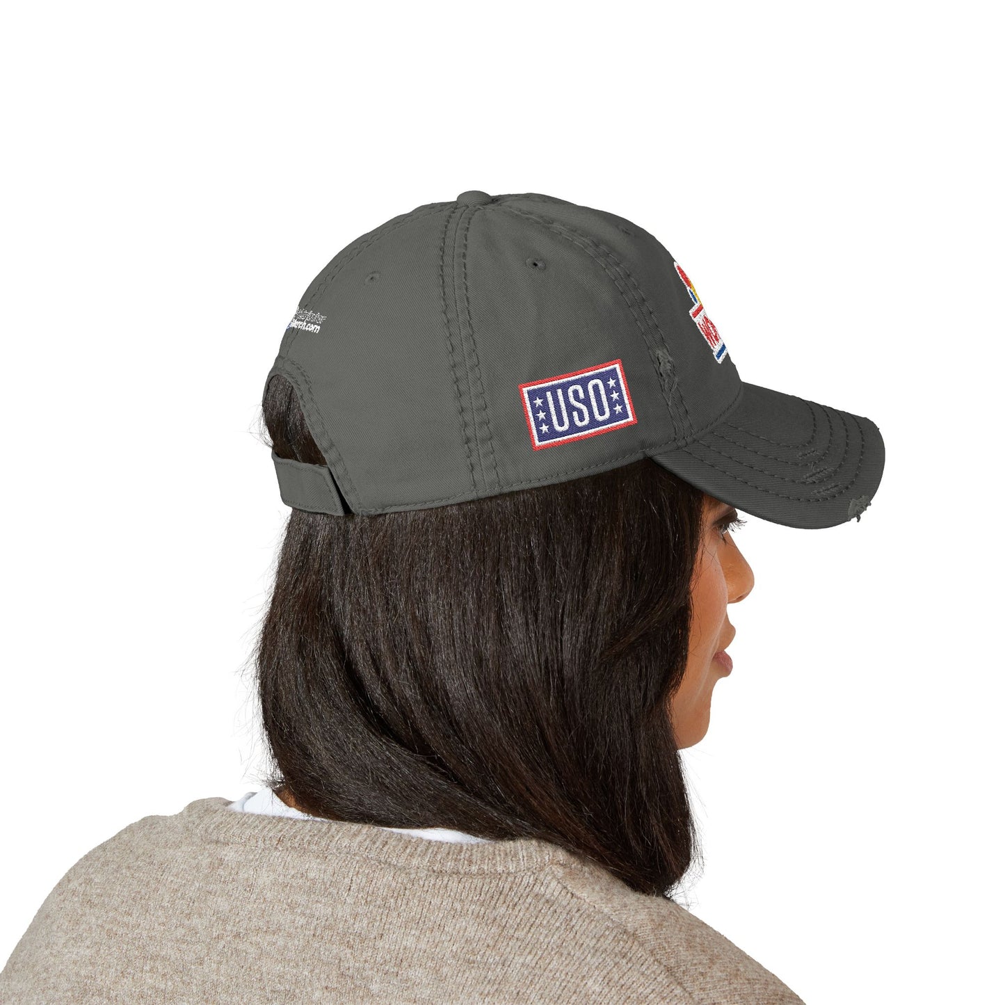 Classic Distressed Hat Cap with Wonder bread and USO Embroidered logos
