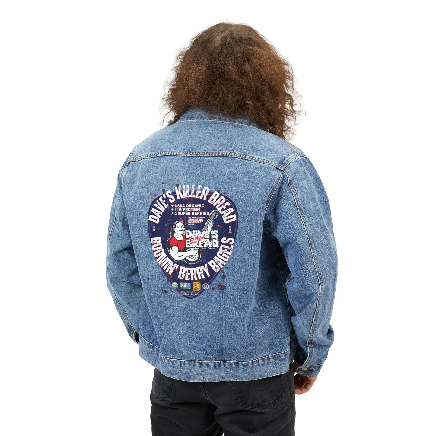 Dave's Killer Bread Retro Graphic Men's Denim Jacket - Perfect for Casual Style and Everyday Wear