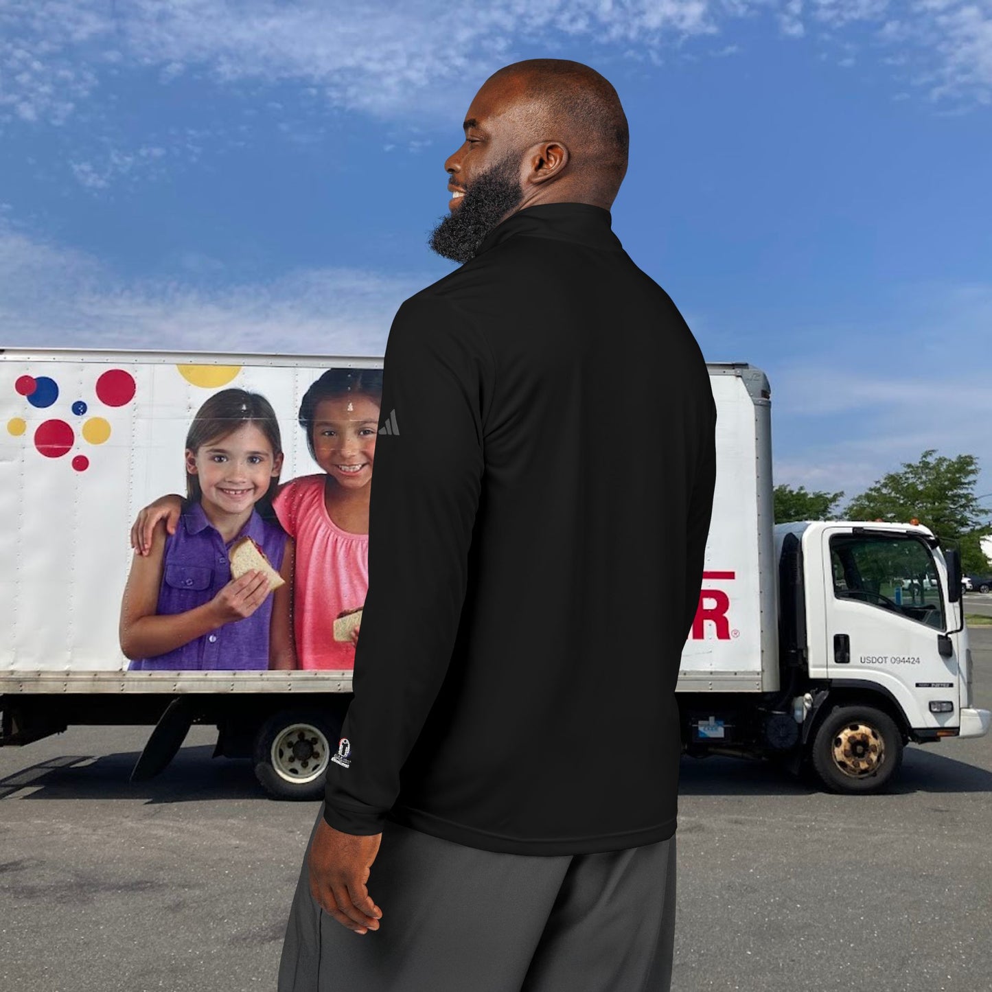 Wonderbread USO Embroidered Quarter-Zip Pullover — Classic Grey Athletic Top