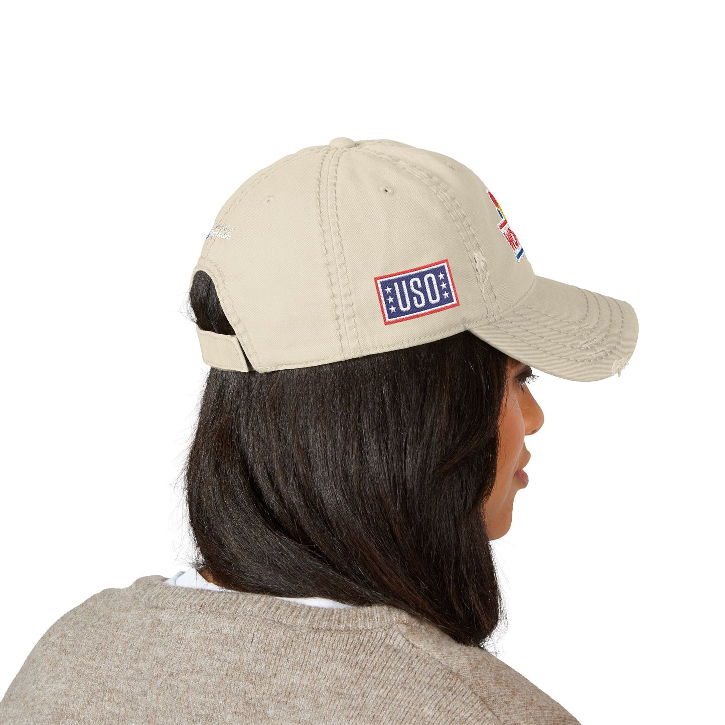 Classic Distressed Hat Cap with Wonder bread and USO Embroidered logos