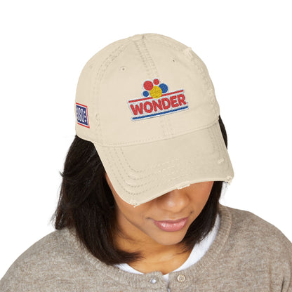 Classic Distressed Hat Cap with Wonder bread and USO Embroidered logos