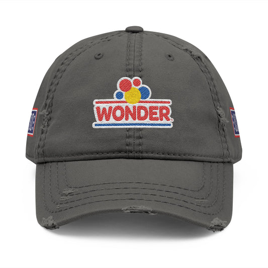 Classic Distressed Hat Cap with Wonder bread and USO Embroidered logos