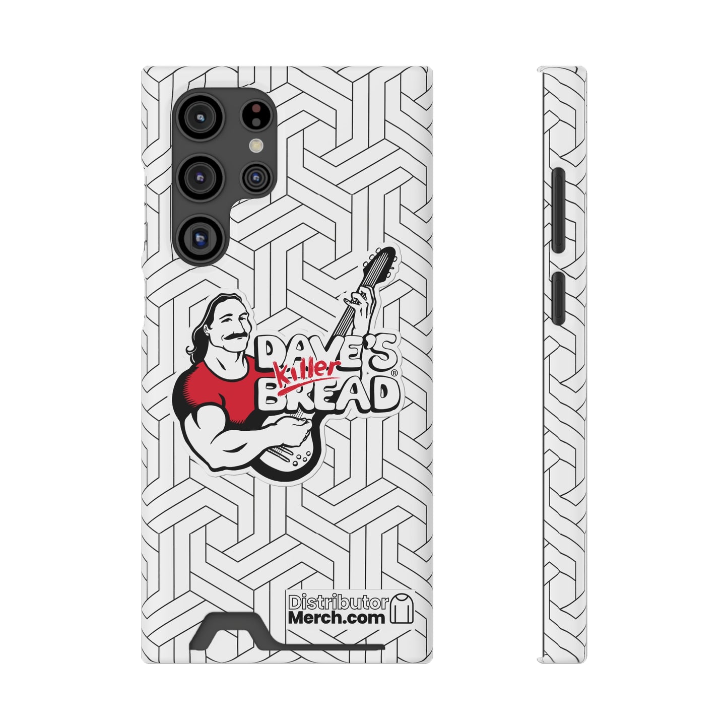 Phone Case With Card Holder, Dave's Killer Bread Logo, White.