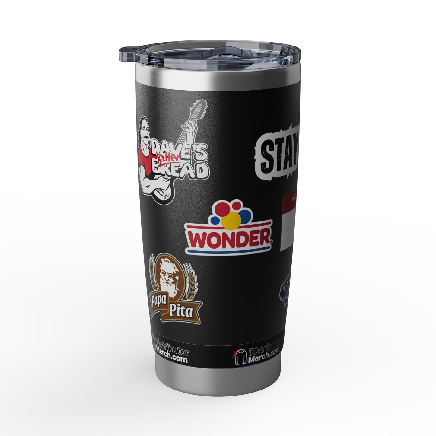 ¡MANTENTE CALIENTE! Vaso Vagabond de 20 oz, DKB, Wonder Bread, Nature's Own, Papa Pita, Tasty Kake, Sun Maid y logotipos de Canyon.