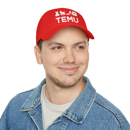 Red 'TEMU' Fashion Icons Low Profile Baseball Cap — Trendy Casual Hat