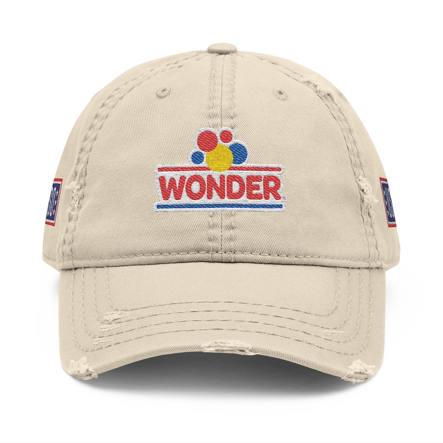Classic Distressed Hat Cap with Wonder bread and USO Embroidered logos