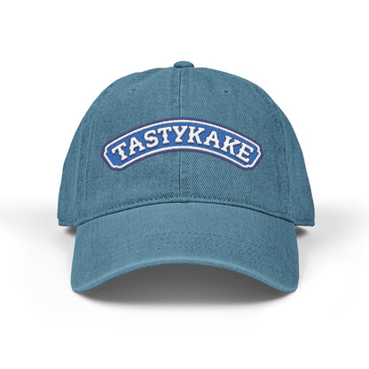 Tastykake Embroidered Denim Hat — Vintage Snack Logo Dad Cap