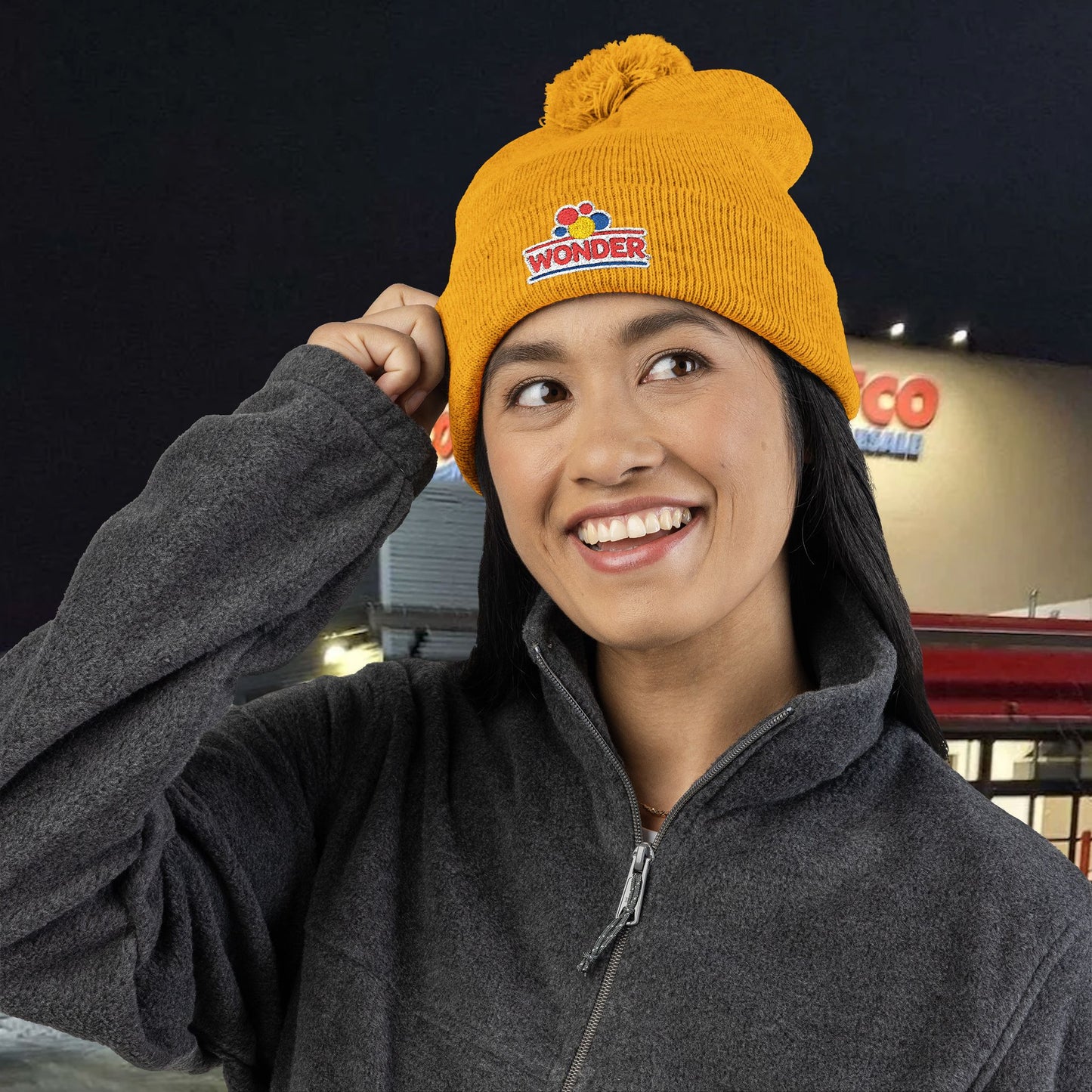 Wonderbread Embroidered Pom-Pom Knit Cap – TastyKake Logo