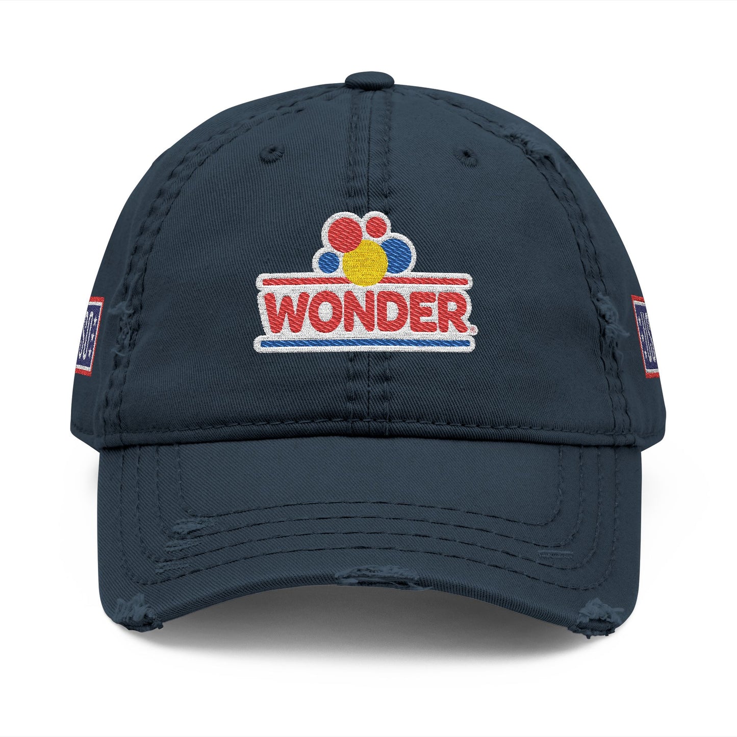 Classic Distressed Hat Cap with Wonder bread and USO Embroidered logos