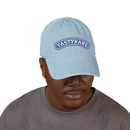 Tastykake Embroidered Denim Hat — Vintage Snack Logo Dad Cap