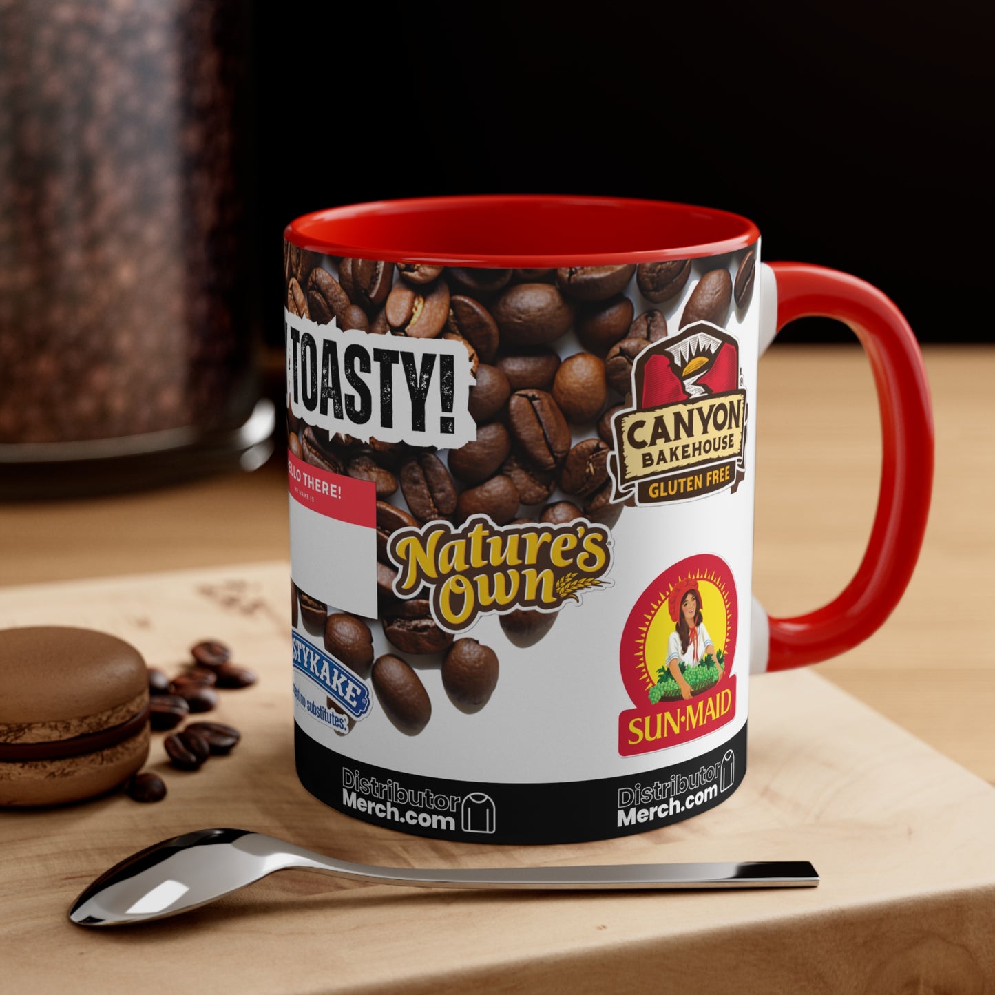 Mug, Coffee Beans, 11oz, DKB, Wonder Bread, Nature's Own, Papa Pita, Tasty Kake, Sun Maid, Canyon logos!