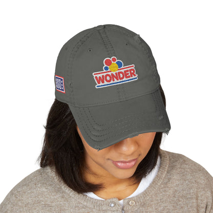 Classic Distressed Hat Cap with Wonder bread and USO Embroidered logos
