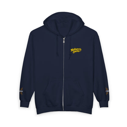 Full‑Zip Hoodie Sweatshirt –  Embroidered Nature’s Own Logo and “Goodness Is in Our Nature” back design