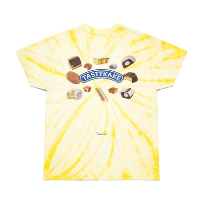 Retro Tie-Dye Tee with Tastykake logo, Vintage Cyclone Shirt, Fun Summer T-Shirt