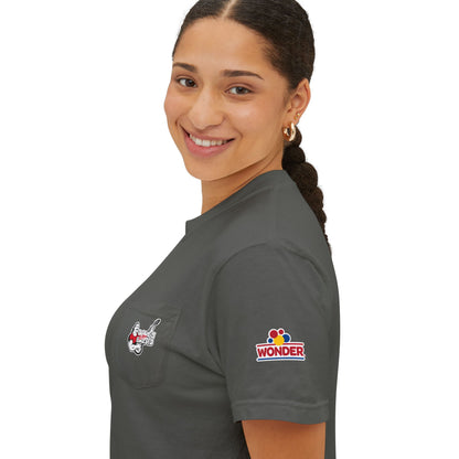 Camiseta unisex con bolsillo teñido en prenda, DKB, Wonder bread, Nature's own