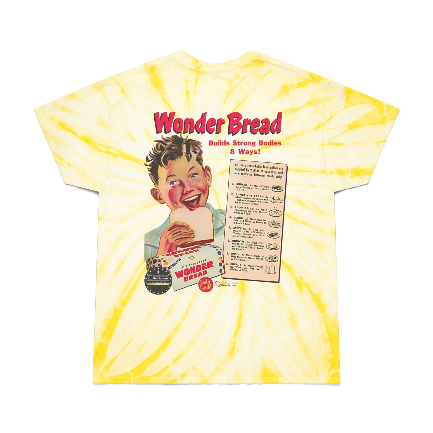 Retro Tie-Dye Tee, Wonder Bread Graphic Shirt, Vintage Cyclone Shirt, Fun Summer T-Shirt, Casual Wear, Gift for Food Lovers, 80s Nostalgia