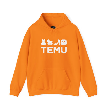 Unisex Heavy Blend™ Hoodie with TEMU logo for delivery drivers and distributors.